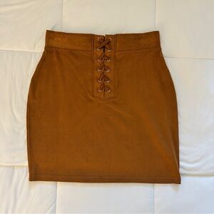 LOVED. FOREVER 21 Brown Pencil Mini Skirt with Tie Front